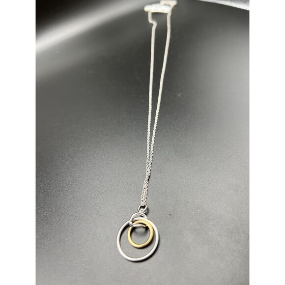 Triple Circle Mixed Metal Necklace - Picture 2 of 4